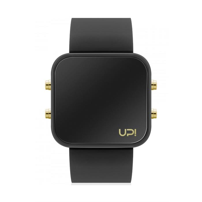 Upwatch İsim Yazılabilir Led Gold Black And Black Strap Unisex Kol Saati